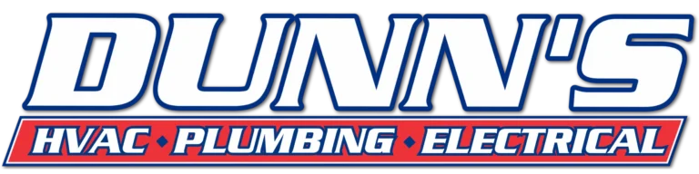 Dunn's logo featuring bold text with 'HVAC', 'Plumbing', and 'Electrical' highlighted below in a red banner.