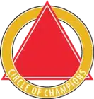 A red triangle inside a gold ring with the words "Circle of Champions" written along the bottom of the ring, representing our commitment to excellence in everything about us.