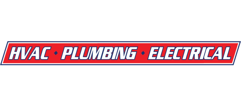 Logo with the words “HVAC,” “PLUMBING,” and “ELECTRICAL” in white text on a red background; faint “DUNN'S” is visible in the background.
